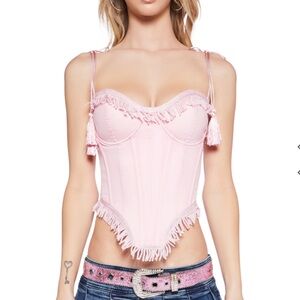 Dolls Kill Sugar Thrillz festival wear pink corset top